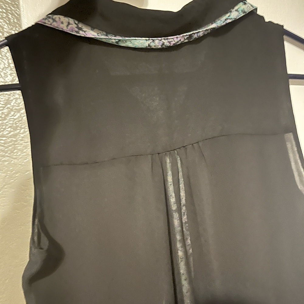 See through button up tank top